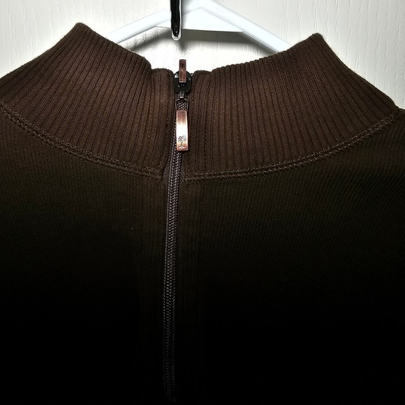 Tommy Bahama Brown 1/4 Zip Longsleeve Cotton Pullover Sweatshirt Mens XL - Picture 5 of 6